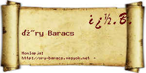 Őry Baracs névjegykártya